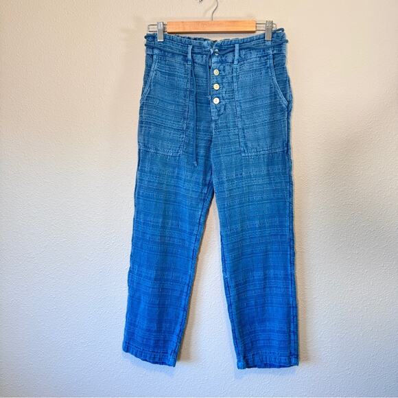 Sundance Bastille Easy Blue Cropped Cotton Pants Women’s XSP Casual Beachy - Picture 1 of 11